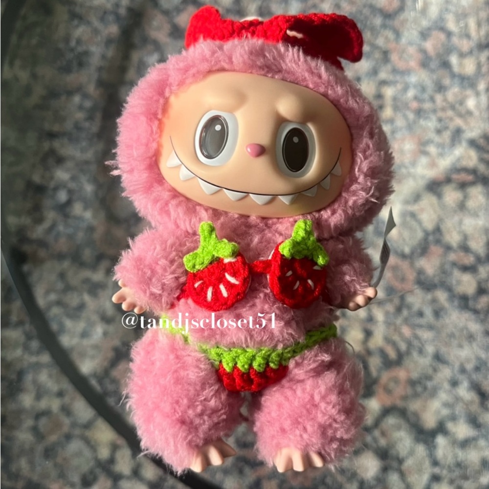 Labubu clothes strawberry bikini set